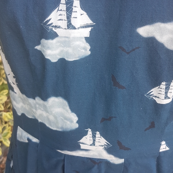 Dangerfield Ghost Ships A-line Cotton Dress - Picture 3 of 4